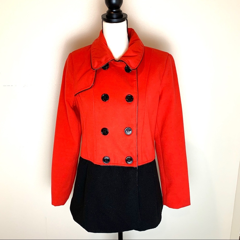 Steve Madden Color Block Pea Coat Medium